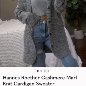 Gray Cashmere Knit Cardigan Sweater